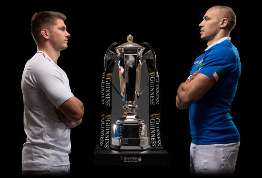 Owen Farrell Sergio Parisse Guinness Six Nations trophy 2019